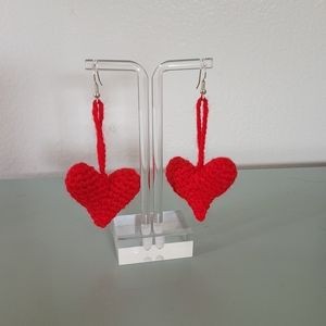hand crocheted heart earrings